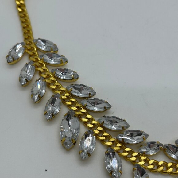 Vintage Sweater Clip Curb Chain Prong Set Acrylic Rhinestones 1950s-1960s - Picture 4 of 13